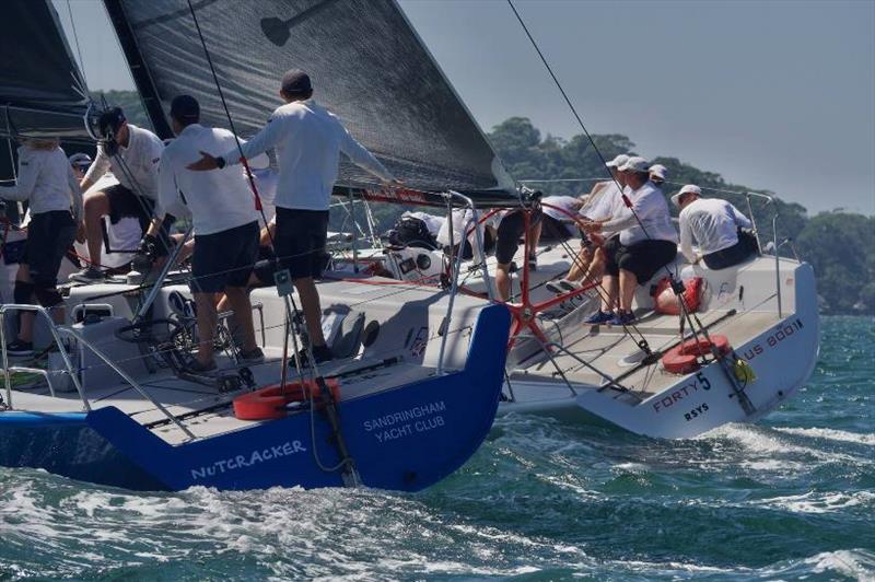 Nutracker and Forty in NNE winds on the harbour - Day 3, Farr 40 Australian Open Series National Championship photo copyright Tilly Lock Media taken at Royal Sydney Yacht Squadron and featuring the Farr 40 class