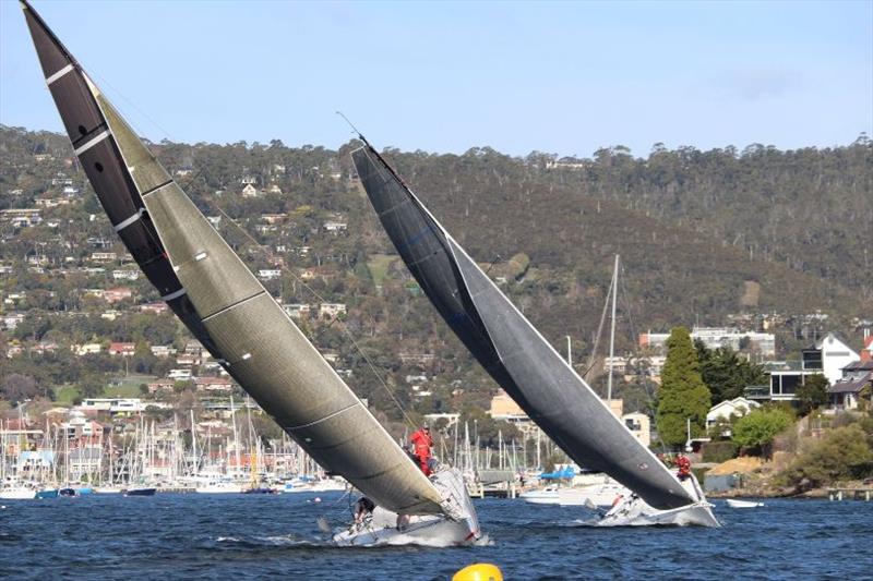 Farr 40s powering to windward in 15 knots today photo copyright Peter Watson taken at Derwent Sailing Squadron and featuring the Farr 40 class