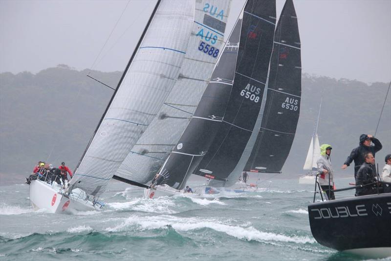 Rob Pitts' Double black leading the fleet in Race 1 - Farr 40 One Design Trophy 2020 photo copyright Farr 40 Australia taken at Middle Harbour Yacht Club and featuring the Farr 40 class
