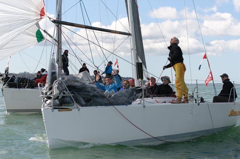 Sunshine to windward of Malice in IRC3 on weekend 1 of the Crewsaver Warsash Spring Championship photo copyright Iain McLuckie taken at Warsash Sailing Club and featuring the Fast 40 class