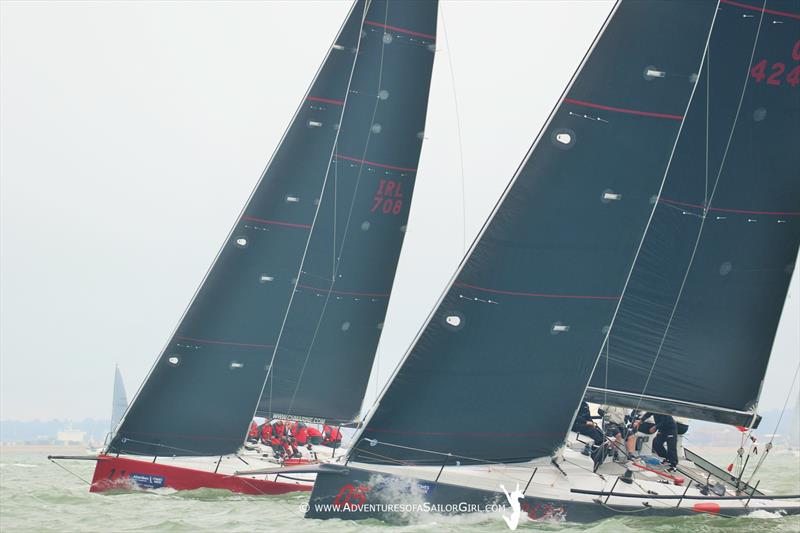 The Sailor Girl catches the action at Aberdeen Asset Management Cowes Week photo copyright Nic Douglass / www.AdventuresofaSailorGirl.com taken at Cowes Combined Clubs and featuring the Fast 40 class