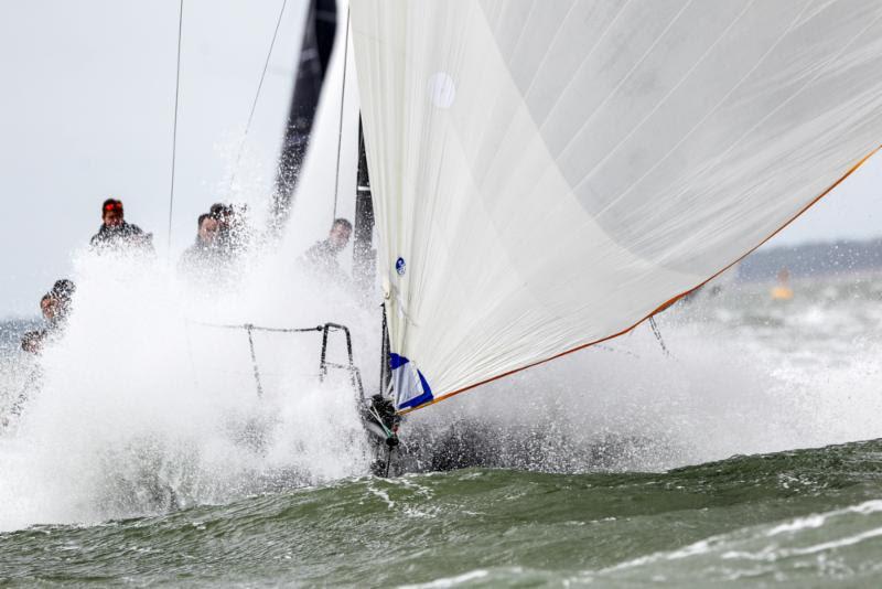 42° South, Mark Rijkse's GP42 on 11 points alongside Bastiaan Voogd's FAST40 Hitchhiker on day 1 of the IRC Nationals photo copyright Paul Wyeth / www.pwpictures.com taken at Royal Ocean Racing Club and featuring the Fast 40 class