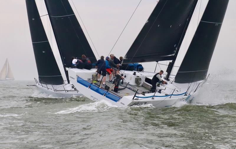 James Neville's INO XX and Filip Engelbert's Elvis lock horns at the FAST40 Training Regatta photo copyright Louay Habib / www.fast40class.com taken at  and featuring the Fast 40 class