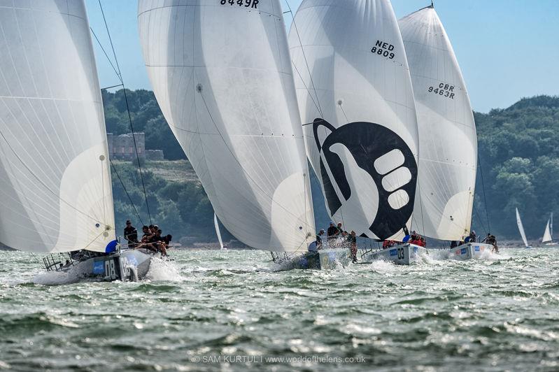 Ran, chased by Rebellion, Hitchhiker, & Pace outside Norris Castle on day 4 of Lendy Cowes Week - photo © Sam Kurtul / www.worldofthelens.co.uk