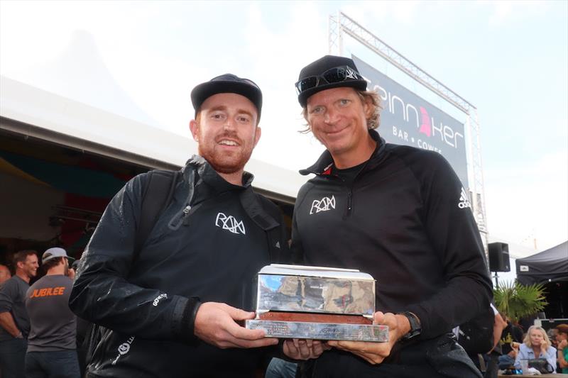 Ran 7 Navigator Tom Needham and Niklas Zennstrom with the Royal London Yacht Club Bloodhound Challenge Trophy at Lendy Cowes Week photo copyright Louay Habib / FAST4 taken at Cowes Combined Clubs and featuring the Fast 40 class