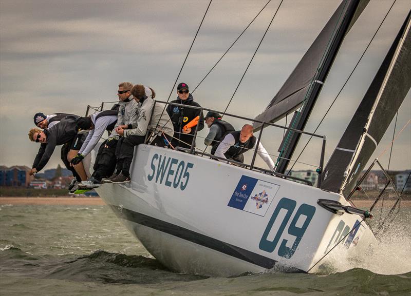 Filip Engelbert's Elvis on day 3 of the 2018 Wight Shipyard One Ton Cup photo copyright VR Sport Media taken at Royal Ocean Racing Club and featuring the Fast 40 class