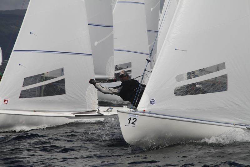 Race start on day 2 of the Flying Dutchman World Championships 2014 photo copyright Alan Henderson / www.fotoboat.com taken at Largs Sailing Club and featuring the Flying Dutchman class