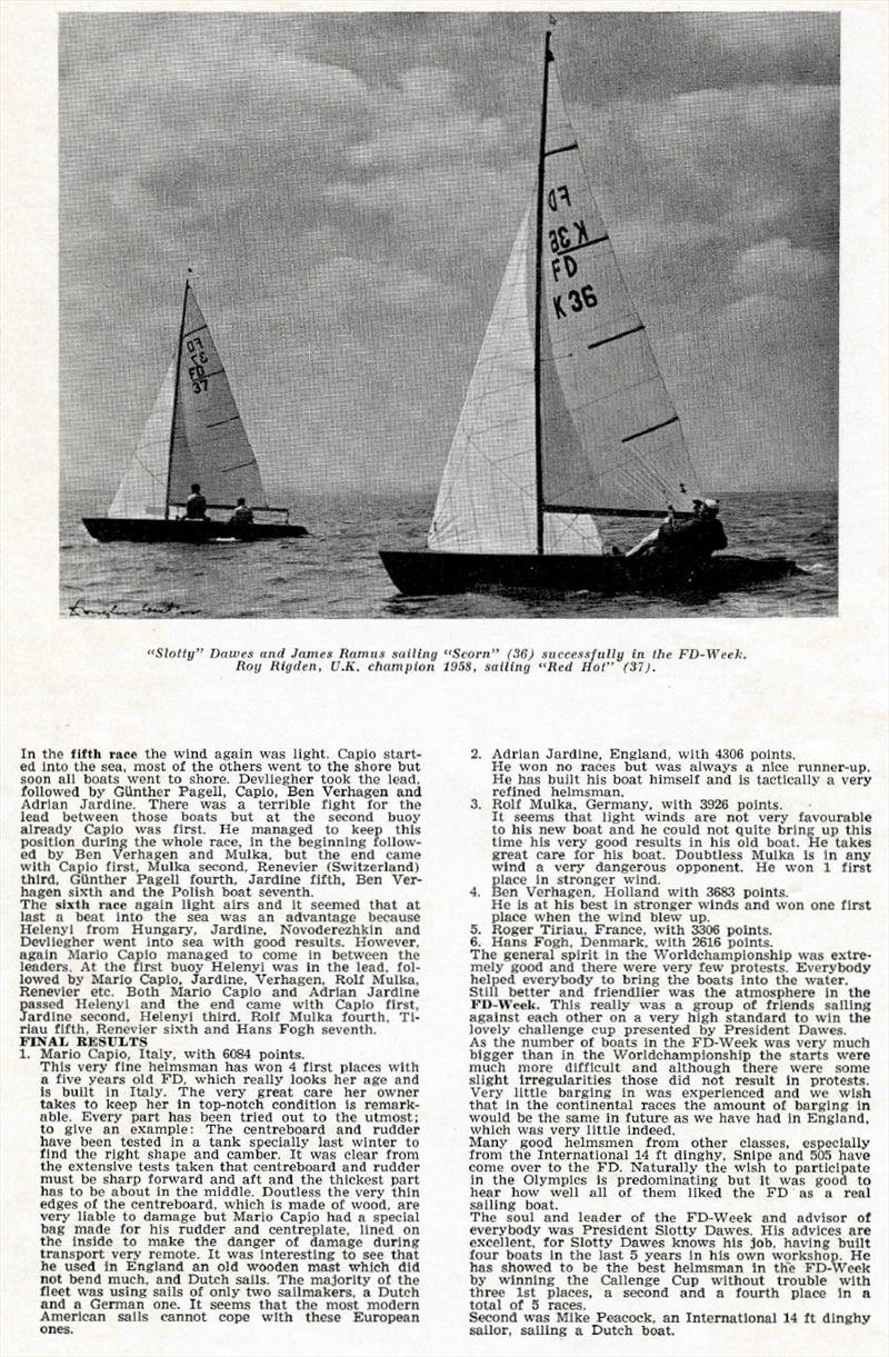 Extracts from Flying Dutchman Bulletin no.22 - November 1959 photo copyright Whitstable YC taken at Whitstable Yacht Club and featuring the Flying Dutchman class