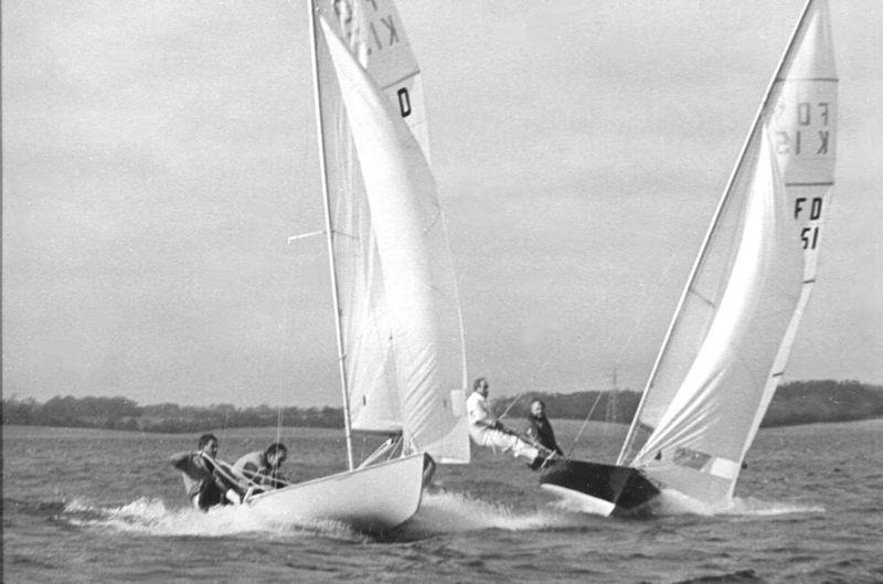Alec Stone and Richard Lovett (to leeward) buddy tuning with another FD photo copyright Jessica Barker, Stone Family Archive taken at Salcombe Yacht Club and featuring the Flying Dutchman class