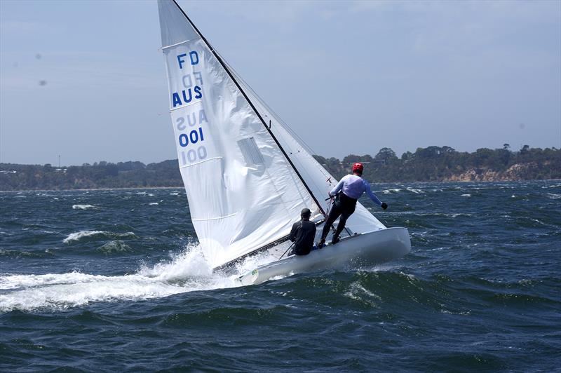 Matt Draper and Thomas Stuchbery in Freight Train AUS001 are the 2026 Flying Dutchman Australian champions photo copyright Jeanette Severs taken at Metung Yacht Club and featuring the Flying Dutchman class