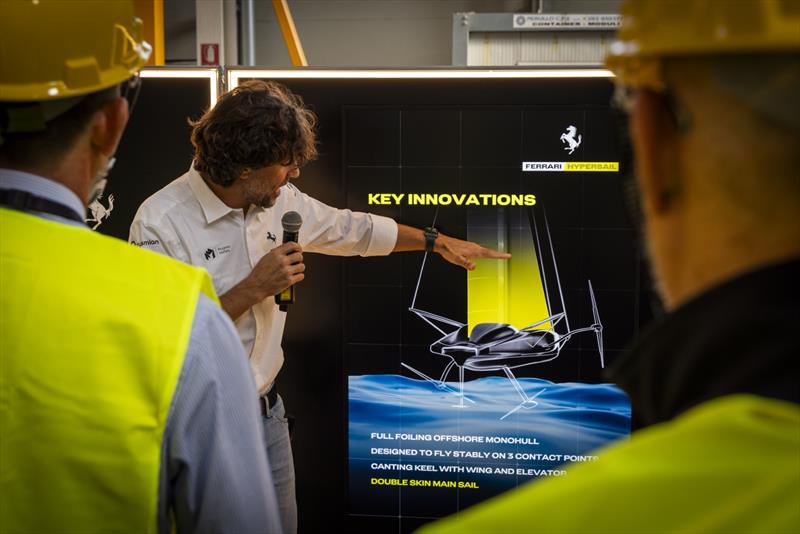 Marco Guglielmo Ribigini explains some of the key innovations - photo © Ferrari Hypersail