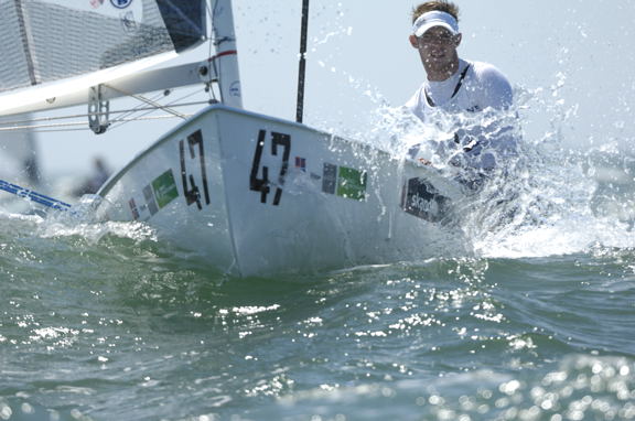Racing on day 4 of the ISAF World Sailing Championships in Cascais, Portugal photo copyright Steve Arkley / www.sailshots.co.uk taken at  and featuring the Finn class