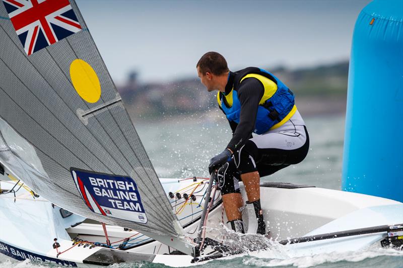 Giles Scott on day 2 of the Sail for Gold Regatta photo copyright Paul Wyeth / RYA taken at Weymouth & Portland Sailing Academy and featuring the Finn class