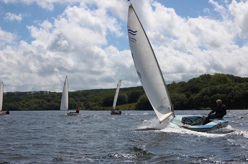 Keyhaven's Peter Blick, runner up in the Finns, enjoying a blasting moment on the reach during the Classic Dinghy Fest at Roadford Lake photo copyright David Henshall taken at Roadford Lake Sailing Club and featuring the Finn class