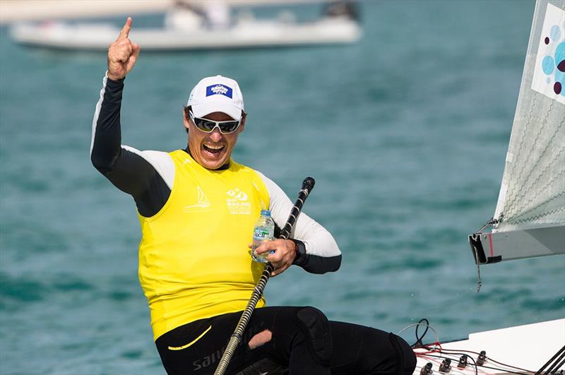 Vasilij Zbogar wins the Finn class at the ISAF Sailing World Cup Final in Abu Dhabi - photo © Pedro Martinez / Sailing Energy / ISAF