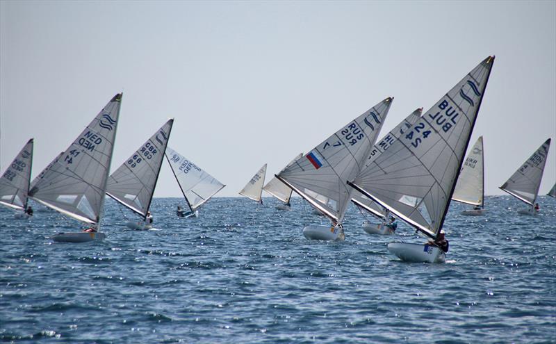 Finn World Masters at Kavala day 2 photo copyright Mariya Abashkina taken at Nautical Club of Kavala and featuring the Finn class