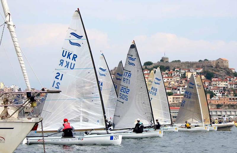 Final day of Finn World Masters at Kavala photo copyright Robert Deaves taken at Nautical Club of Kavala and featuring the Finn class