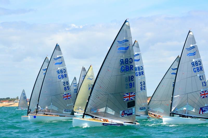 Day 2 of the British Open Finn Nationals at Hayling Island photo copyright Richard Beasley taken at Hayling Island Sailing Club and featuring the Finn class