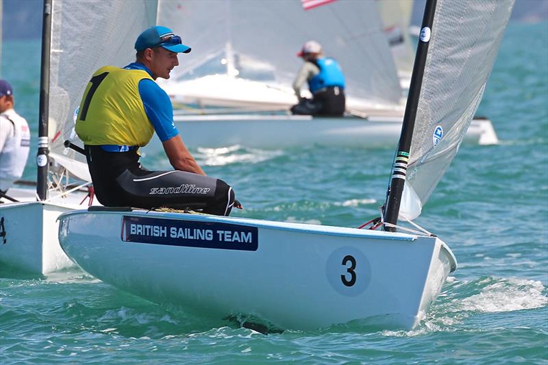 Giles Scott on day 3 of the Finn Gold Cup in New Zealand photo copyright Robert Deaves taken at Takapuna Boating Club and featuring the Finn class