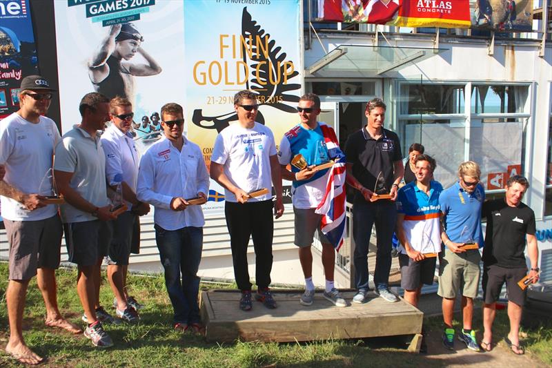 The top ten at the Finn Gold Cup in New Zealand photo copyright Robert Deaves taken at Takapuna Boating Club and featuring the Finn class