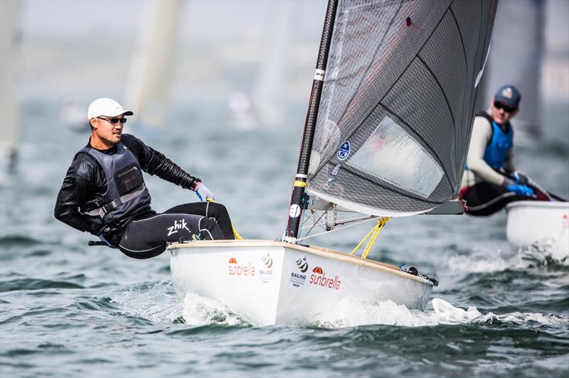 Finns on day 3 of Sailing World Cup Miami photo copyright Pedro Martinez / Sailing Energy taken at Coconut Grove Sailing Club and featuring the Finn class