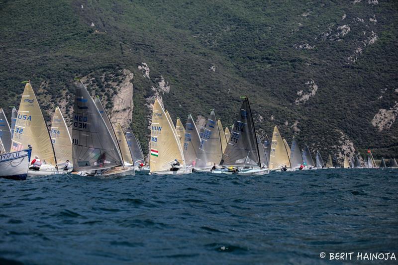 A perfect start to the Finn World Masters photo copyright Berit Hainoja taken at Circolo Vela Torbole and featuring the Finn class