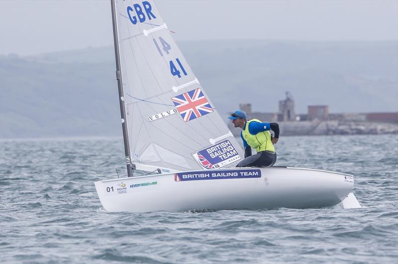 Giles Scott at Sailing World Cup Weymouth and Portland photo copyright Jesus Renedo / Sailing Energy / World Sailing taken at Weymouth & Portland Sailing Academy and featuring the Finn class