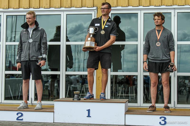 (l-r): Ondrej Teply, Phillip Kasueske, Facundo Olezza - podium at the Finn Silver Cup photo copyright Robert Deaves taken at Sailing Aarhus and featuring the Finn class