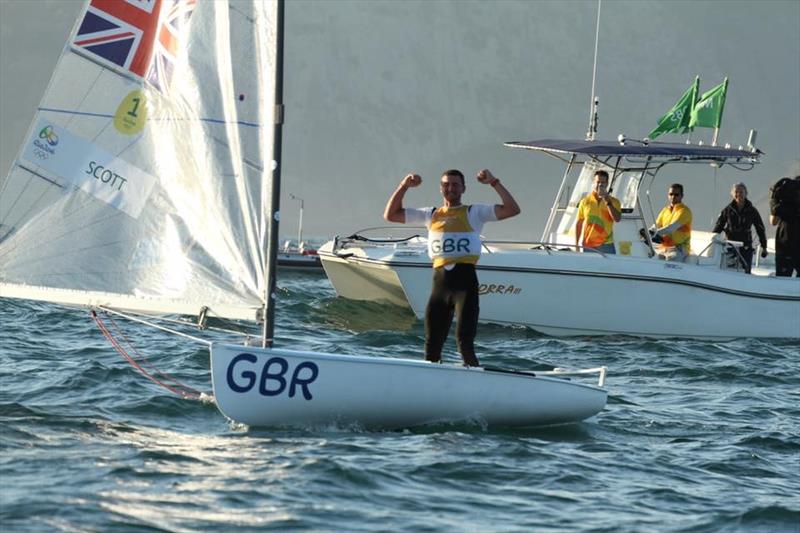 Finn Gold for Giles Scott at the Rio 2016 Olympic Sailing Competition photo copyright Robert Deaves taken at  and featuring the Finn class
