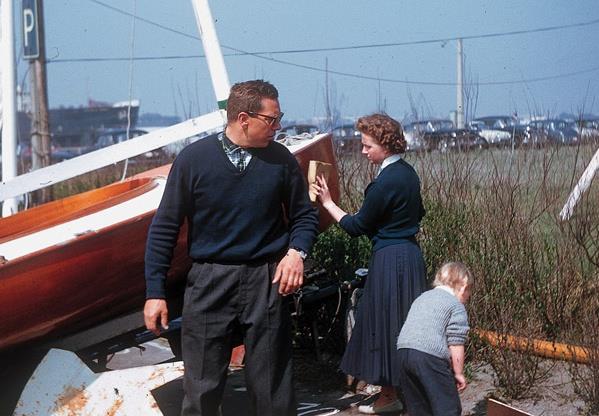 Paul Elvström with 'Bes' at the 1958 Finn Gold Cup in Zeebrugge - photo © IFA