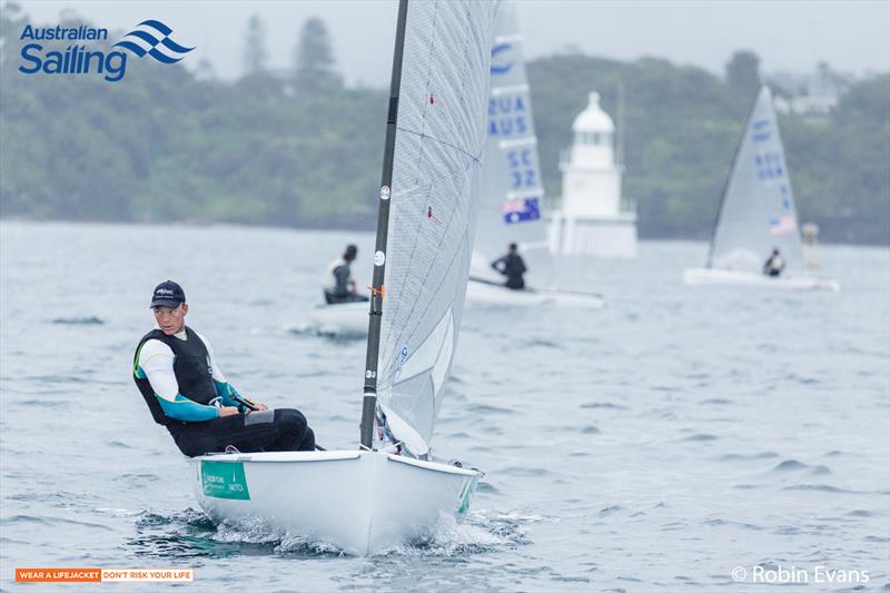 Jake Lilley leads the Finn fleet heading into their final day at Sail Sydney photo copyright Robin Evans taken at Woollahra Sailing Club and featuring the Finn class
