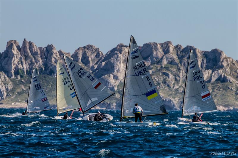 Downwind on day 1 of the Finn Europeans in Marseille - photo © Robert Deaves