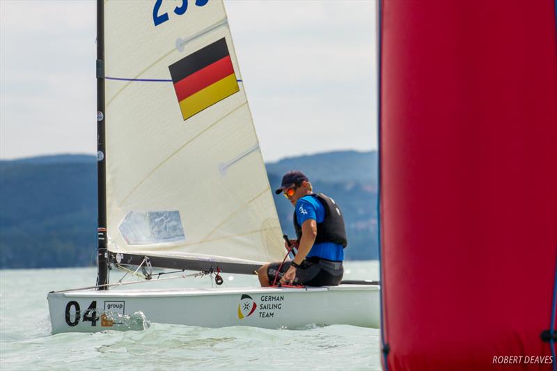 Phillip Kasüske on day 1 of the 2017 U23 Finn Worlds at Lake Balaton - photo © Robert Deaves