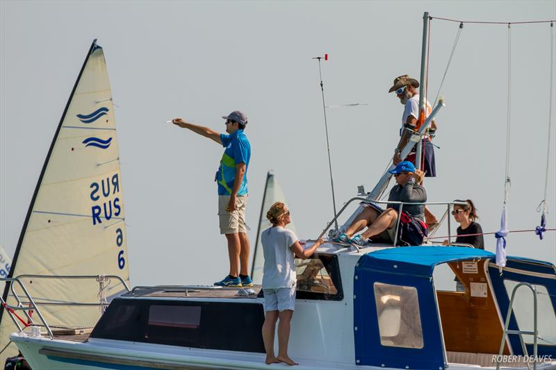 No wind on day 2 of the 2017 U23 Finn Worlds at Lake Balaton photo copyright Robert Deaves taken at MVM SE and featuring the Finn class