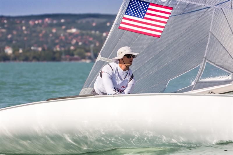 Luke Muller on day 3 of the 2017 U23 Finn Worlds at Lake Balaton photo copyright Robert Deaves taken at MVM SE and featuring the Finn class