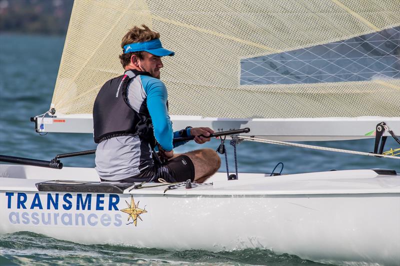 Guillaume Boisard on day 3 of the 2017 U23 Finn Worlds at Lake Balaton photo copyright Robert Deaves taken at MVM SE and featuring the Finn class