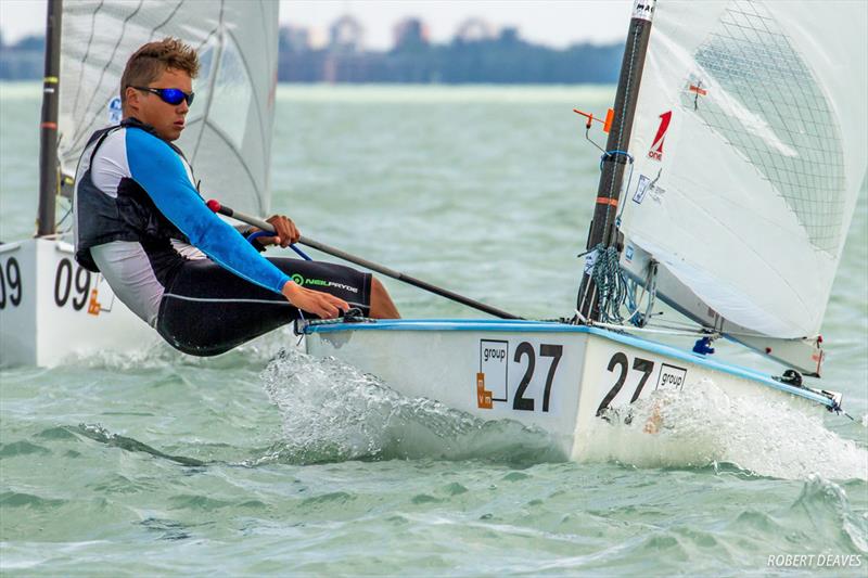 Taavi Valter Taveter on day 5 of the 2017 U23 Finn Worlds at Lake Balaton photo copyright Robert Deaves taken at MVM SE and featuring the Finn class