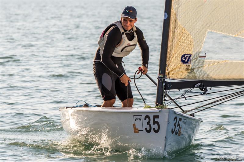 Fionn Lyden finishes 3rd at the 2017 U23 Finn Worlds at Lake Balaton photo copyright Robert Deaves taken at MVM SE and featuring the Finn class