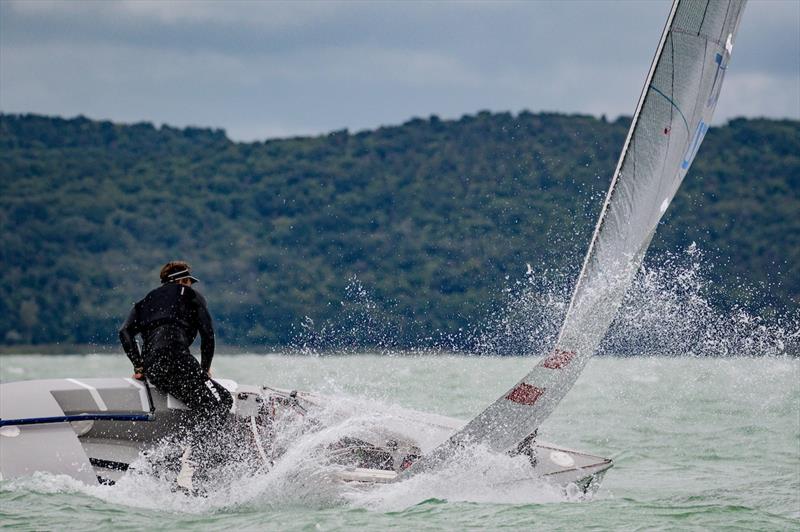 A windy practice race ahead of the 2017 Opel Finn Gold Cup on Lake Balaton photo copyright Cserta Gabor / Spartacus Sailing Club taken at Spartacus Sailing Club and featuring the Finn class