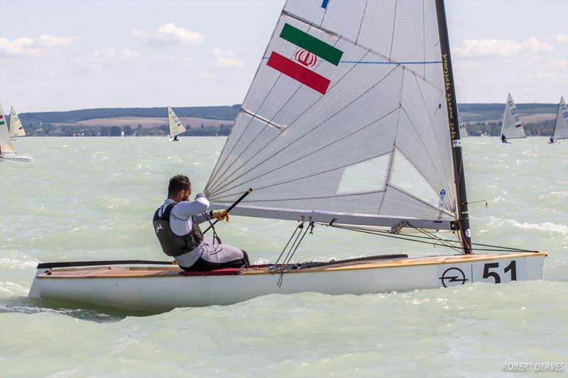 Ahmad Ahmadi during the 2017 Opel Finn Gold Cup at Lake Balaton photo copyright Robert Deaves taken at Spartacus Sailing Club and featuring the Finn class