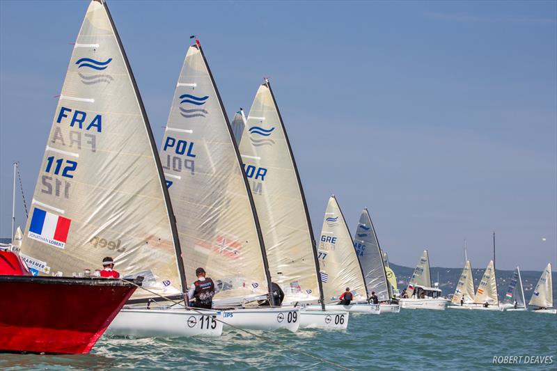 Medal Race start at the 2017 Opel Finn Gold Cup at Lake Balaton photo copyright Robert Deaves taken at Spartacus Sailing Club and featuring the Finn class