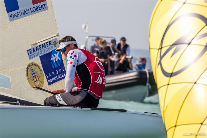 Jonathan Lobert during the 2017 Opel Finn Gold Cup Medal Race at Lake Balaton photo copyright Robert Deaves taken at Spartacus Sailing Club and featuring the Finn class