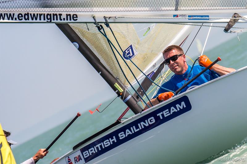 Ed Wright during the 2017 Opel Finn Gold Cup Medal Race at Lake Balaton photo copyright Robert Deaves taken at Spartacus Sailing Club and featuring the Finn class