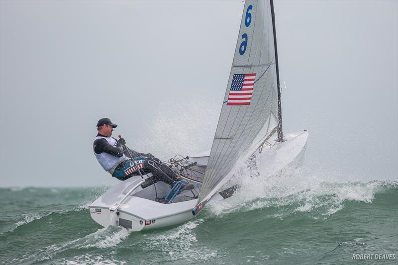 Caleb Paine on day 3 of the Finn Europeans in Cádiz, Spain photo copyright Robert Deaves taken at  and featuring the Finn class