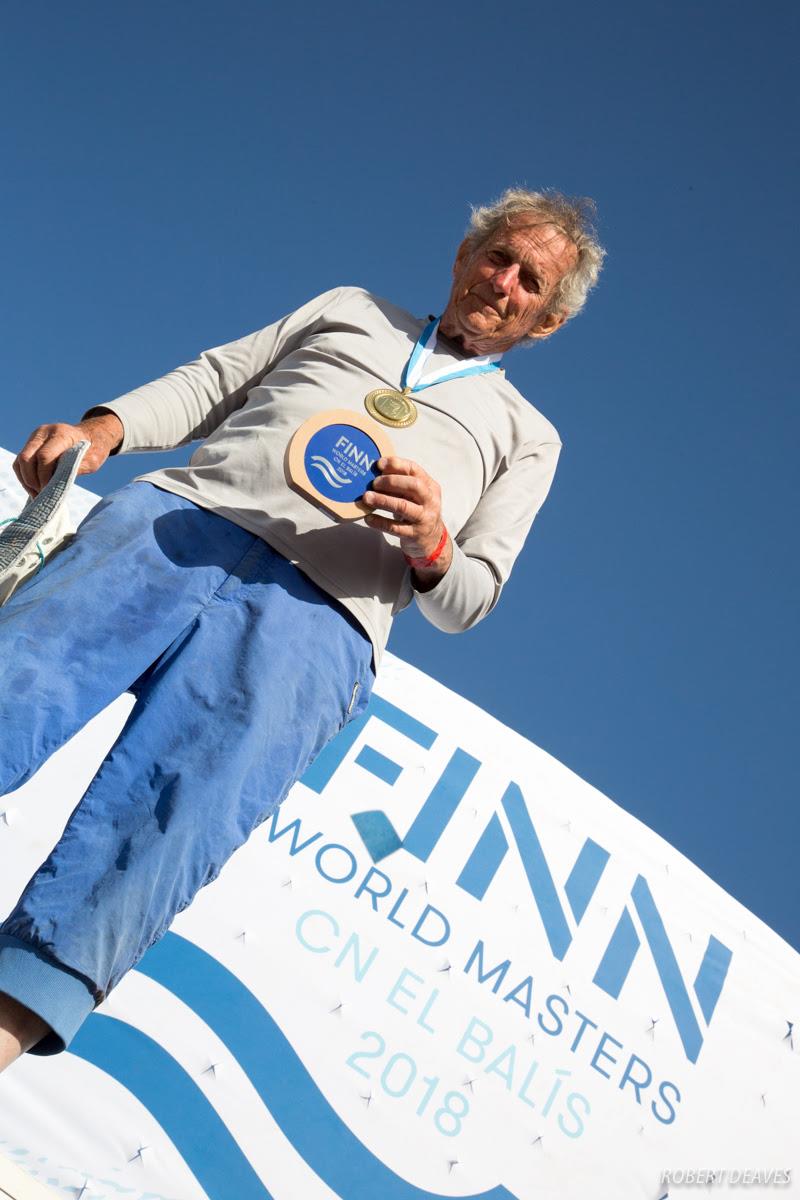 Super Legend Gus Miller at the Finn World Masters photo copyright Robert Deaves taken at Club Nautico El Balis and featuring the Finn class