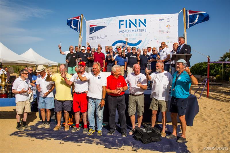 Legend Finn sailors are celebrated at the Finn World Masters photo copyright Robert Deaves taken at Club Nautico El Balis and featuring the Finn class