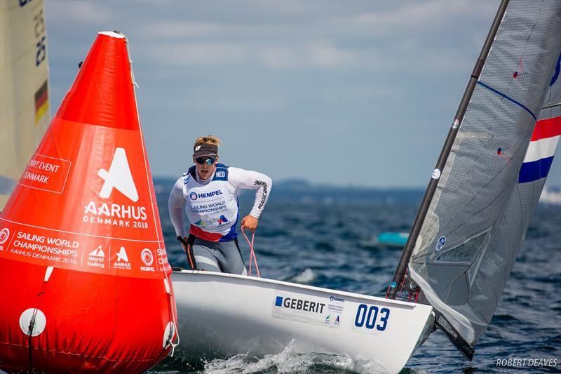 Nicholas Heiner on day 3 of Hempel Sailing World Championships Aarhus 2018 photo copyright Robert Deaves taken at Sailing Aarhus and featuring the Finn class
