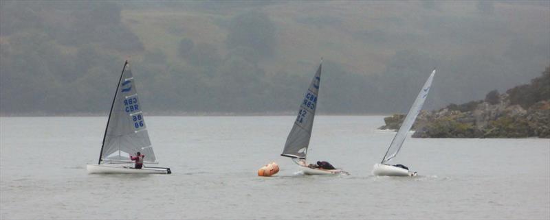 Finn Open, gybe mark in the gloom during Solway YC Kippford Week - photo © Becky Davison