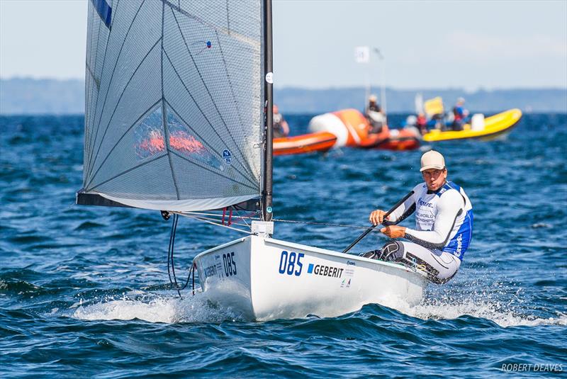 Pieter-Jan Postma during the Finn class Medal Race at the 2018 Hempel Sailing World Championships Aarhus photo copyright Robert Deaves taken at Sailing Aarhus and featuring the Finn class