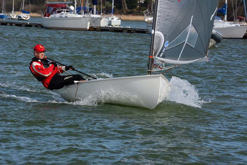 Peter Vinton during the 2019 Hamble Warming Pans photo copyright Trevor Pountain taken at Hamble River Sailing Club and featuring the Finn class